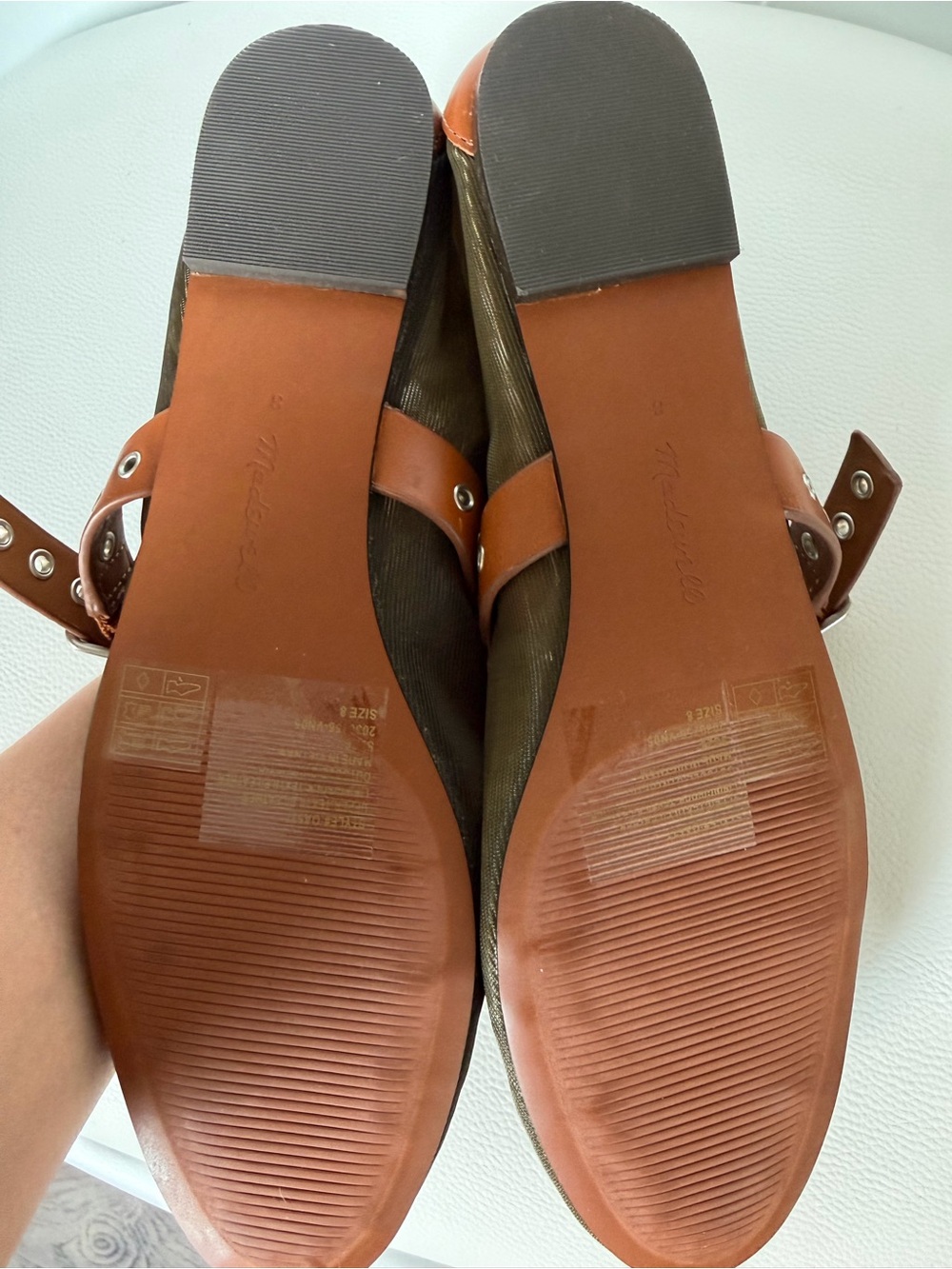 Madewell The Remy Mesh Mary Jane Flats - Olive Green - Size 8 - Picture 4 of 4